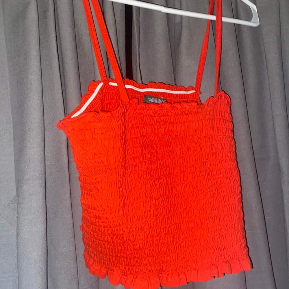 Red cropped tank top.